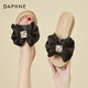 達芙妮拖鞋女外穿涼拖高跟夏年夏季新款涼鞋蝴蝶結厚底坡跟夏天沙灘鞋 黑色  跟高5cm 38 (240mm)