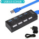 高速USB3.0 HUB 一拖七口分線器 獨立開關(guān)帶燈 7口USB擴(kuò)展集線器 黑色USB3.0－4口HUB+電源