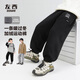 左西男童加絨褲子男孩衛褲2025新款兒童男孩長(cháng)褲潮酷運動(dòng)褲 黑色 110