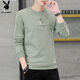 花花公子（PLAYBOY）衛衣男秋冬季長(cháng)袖T恤男士外套休閑男裝寬松上衣服 軍綠 XL