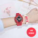 佰時(shí)頓（BASID） 電子手表女學(xué)生運動(dòng)防水韓版時(shí)尚多功能初中青少年男女夜光腕表 女款火焰紅