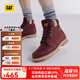 CAT卡特新品女士戶(hù)外經(jīng)典牛皮高幫休閑鞋 棕紅色 38