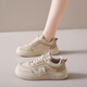 回力女鞋25春夏網(wǎng)面小白鞋女孕婦軟底防滑運動(dòng)鞋子女 卡其皮面送襪子 38