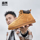 森馬（senma）潮流休閑百搭男靴系帶加絨保暖雪地靴男711314714 咖喱黃 40碼