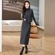 佰藍嬌小香風(fēng)連衣裙高檔氣質(zhì)毛呢外套半身裙套裝女2025春秋冬新款三件套 灰色 L