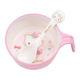 五和（WUHE）輔食碗兒童餐具寶寶吃飯碗卡通帶手柄嬰幼兒碗耐樹脂食品級防燙 凱蒡貓單柄碗400ML+勺子