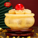 易水閣 米黃玉聚寶盆擺件元寶財(cái)才福擺件開(kāi)業(yè)禮品辦公室客廳擺件送朋友 大號(hào)直徑16.5(升級(jí)款)N4-鴻運(yùn)當(dāng)頭