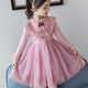 糊圖狗（HUTUGOU） 女童連衣裙新款洋氣蕾絲蓬蓬紗裙小女孩秋裝公主裙兒童裙子 藕色加絨 359  160