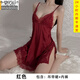 莫代爾 性感睡衣女純欲緞面蕾絲吊帶冰絲性感深V辣妹大碼誘惑心機絲滑 紅色 L (100-135斤)