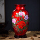 領(lǐng)格 景德鎮陶瓷器紅牡丹花瓶 水晶釉花開(kāi)富貴花瓶客廳家居裝飾品擺件禮物 現代時(shí)尚擺設工藝品婚慶 彩牡丹紅冬瓜瓶 高約35寬20cm