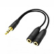 旦欖電腦音頻線(xiàn)轉接頭3.5mm耳機音箱轉換頭1轉2情侶耳機:一分二分線(xiàn)器 情侶一分二線(xiàn)黑色20厘米A158