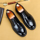CLEER KAEN品牌男鞋春新款真皮復(fù)古商務(wù)正裝鞋增高英倫布洛克休閑皮鞋男 黑色 42 皮鞋碼