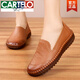 卡帝樂(lè )鱷魚(yú)（CARTELO）2025新款春夏懶人媽媽單鞋平底中老年豆豆鞋女牛筋軟底休閑小皮鞋 黃色 39