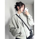 燦圖美式潮流棒球服外套女春秋季新款運動(dòng)夾克小個(gè)子休閑開(kāi)衫上衣女裝 灰色 L 【建議110-120斤】