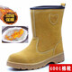 ShuAnda勞保鞋男鋼包頭防砸防刺穿輕便耐磨耐高溫防滑油田專(zhuān)用靴子工作鞋 4001  暗黃色  冬季棉靴 43