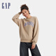 GAP女裝碳素軟磨抓絨貼布繡logo衛衣休閑上衣604319 奶咖色 165/84A(M)亞洲尺碼