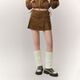CHUU字母刺繡半身裙女2025年冬季新品仿麂皮絨美拉德辣妹a字短裙 棕色 L