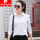 皮爾卡丹（pierre cardin）全棉長(cháng)袖T恤女2024新款春秋翻領(lǐng)上衣純棉POLO衫運動(dòng)休閑寬松體恤 FL-10 白色 純棉 3XL 【141-150斤】