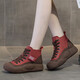 萊然休閑鞋平底女鞋子高幫牛皮老爹鞋百搭棕色運動(dòng)板鞋2025秋冬季新款 紅色單鞋 40