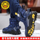 G.DUCKKIDS小黃鴨兒童雪地靴男童2024冬季加絨加厚保暖棉鞋防水防滑大童棉靴 藍(lán)色 F5678（冰面帶狼爪） 33碼 鞋內(nèi)長21.4CM