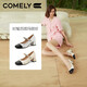 康莉（COMELY）高跟瑪麗珍鞋女春季粗跟圓頭拼接小香風(fēng)時(shí)尚單鞋 米白色/黑色 37 