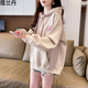 蔻蘭丹（KOULANDAN）連帽衛(wèi)衣女2025春秋冬新款韓版寬松刺繡中長款顯瘦學(xué)生上衣外套 卡其色 M