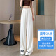 皮爾卡丹雪尼爾闊腿褲休閑直筒褲女燈芯絨拖地褲春秋夏季新款寬松高腰垂感 白色-夏季（九分款） M /95-108 斤
