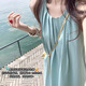多菲尼森 無袖連衣裙女2025春夏季可鹽可甜寬松度假沙灘背心吊帶長裙 無袖連衣裙豆綠色 L 【建議110-125斤】