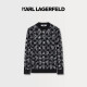 Karl Lagerfeld卡尔拉格斐2023秋图案休闲圆领老佛爷男装羊毛衫 2090 黑色 48