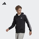 adidas休閑連帽拉鏈夾克外套男裝秋季阿迪達斯官方輕運動(dòng)GK9032   黑色/白   L