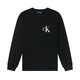 Calvin Klein CK男士圓領(lǐng)長(zhǎng)袖T恤 純棉舒適印花logo上衣男 黑色 L