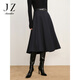 玖姿·安娜蔻摩登優(yōu)雅氣質(zhì)百搭復古側拉長(cháng)裙半身裙女冬款 丈青 S