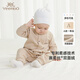 英氏（YEEHOO）嬰兒衣服男童女童連體衣爬服寶寶衣服秋冬雙面絨保暖 淺柔杏【襟蛤款】 80cm （推薦9-18個(gè)月）