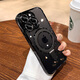 宇竹適用蘋果16手機殼16pro新款15磁吸帶支架14透明iphone13高級感12硅膠防摔保護套16promax全包鏡頭 【深空黑】金屬磁吸支架*自帶鏡頭膜 iPhone 16pro Max