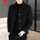 皮爾卡丹（pierre cardin）男士翻領(lǐng)夾克外套春秋季2025新款商務(wù)休閑男裝感成熟穩(wěn)重上衣 黑色 4XL 175-190斤左右