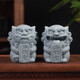 如果（Roogo）風(fēng)獅爺擺件國潮石獅子桌面裝飾吉祥物茶寵車載創(chuàng)意石敢當(dāng)生日禮物 歡喜石敢當(dāng)一對