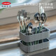 利快 瀝水盒瀝水籃廚房碗筷勺子刀叉意大利日本進(jìn)口收納盒筷子筒 灰色 17x10xh11cm