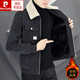 皮爾卡丹（pierre cardin）加絨皮衣外套男士秋冬季2023新款潮流條紋羊羔毛領(lǐng)皮毛一體棉服 2218黑色 L 85-113斤左右