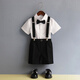 GOKU男童禮服幼兒園畢業(yè)服兒童西裝套裝小主持人演出服男孩婚禮花童夏 黑色 130 建議體重43-50斤