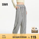 森馬（Semir）休閑褲女松緊腰遛彎長褲慵懶2025夏條紋闊腿褲顯腿長109325127010