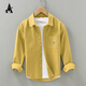 AMIAMORING秋季長(cháng)袖襯衫男士刺繡韓版潮流襯衣日系休閑寬松上衣青年全棉外套 土黃色 L