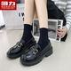回力皮鞋女2026夏春?jiǎn)涡瑢W(xué)生樂(lè )福鞋女復古英倫風(fēng)女鞋黑色厚底小皮鞋女 黑色 38