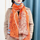 馨護士秋冬季新款禮物圍巾女大尺寸保暖防寒披肩中老年媽媽氣質(zhì)穿搭絲巾 BLS62 橘黃藍