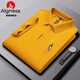 AIGNESA高端品牌刺繡短袖t恤男士翻領(lǐng)純棉polo領(lǐng)2025夏新款商務(wù)休閑夏裝 黃色 XL
