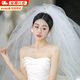 栢啟歆頭紗韓式新娘結(jié)婚頭飾超仙森系寫(xiě)真婚紗旅拍雙層拍照領(lǐng)證求婚表白 白色素紗云蓬【發(fā)梳款約80cm】 1