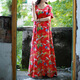 亂在江南民族風(fēng)棉麻印花連衣裙夏季新品復古寬松舒適長(cháng)裙 紅色 均碼