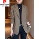 皮爾卡丹（pierre cardin）千鳥(niǎo)格小西裝秋冬2025年新款秋裝時(shí)尚氣質(zhì)上衣顯瘦休閑毛呢外套女 咖啡格子 L