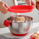 onlycook 盆子304不銹鋼盆家用烘培打蛋盆硅膠底帶刻度和面盆帶蓋帶手柄盆 盆身直徑24cm大號帶蓋/單個(gè)