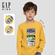 蓋璞男童2025秋季新款純棉翻轉亮片寬松長(cháng)袖T恤兒童裝上衣805229 黃色 160 cm(14-15歲)亞洲尺碼