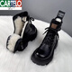 卡帝樂鱷魚（CARTELO）真皮厚底羊毛雪地靴女2025新款皮毛一體東北棉鞋女冬加絨加厚棉靴 黑色(內(nèi)里純羊毛) 37